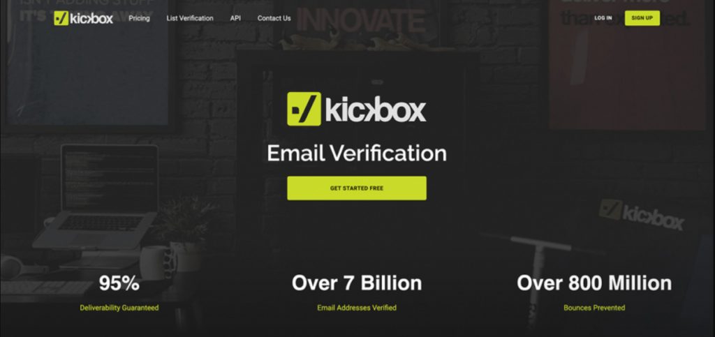 SaaS landing page example kickbox