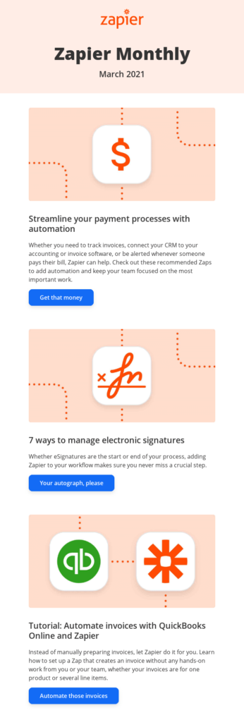 Zpier digest email example
