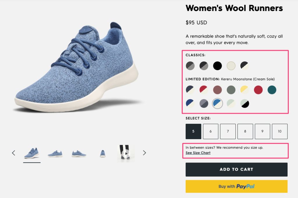 product page customization options