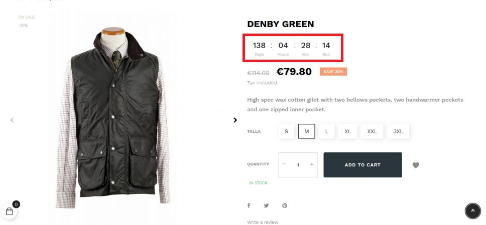 product page best practices - countdown clock