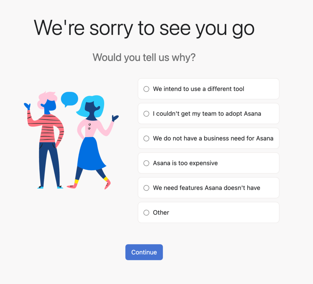 saas customer retention email campaigns - exit survey