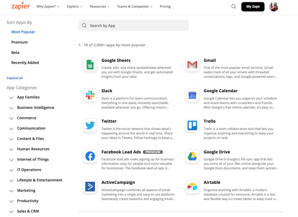 saas apps integration zapier