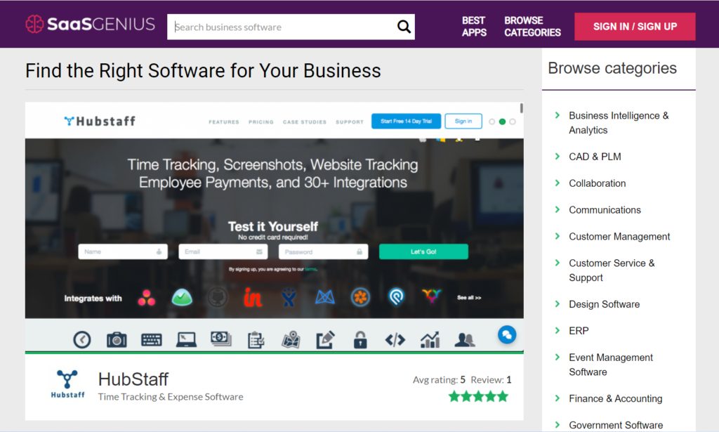 SaaS review site