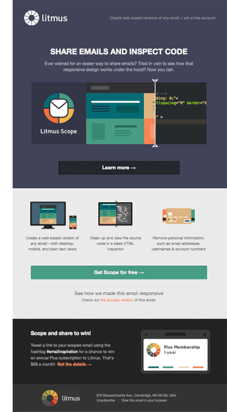 SaaS email marketing examples Litmus promotional email