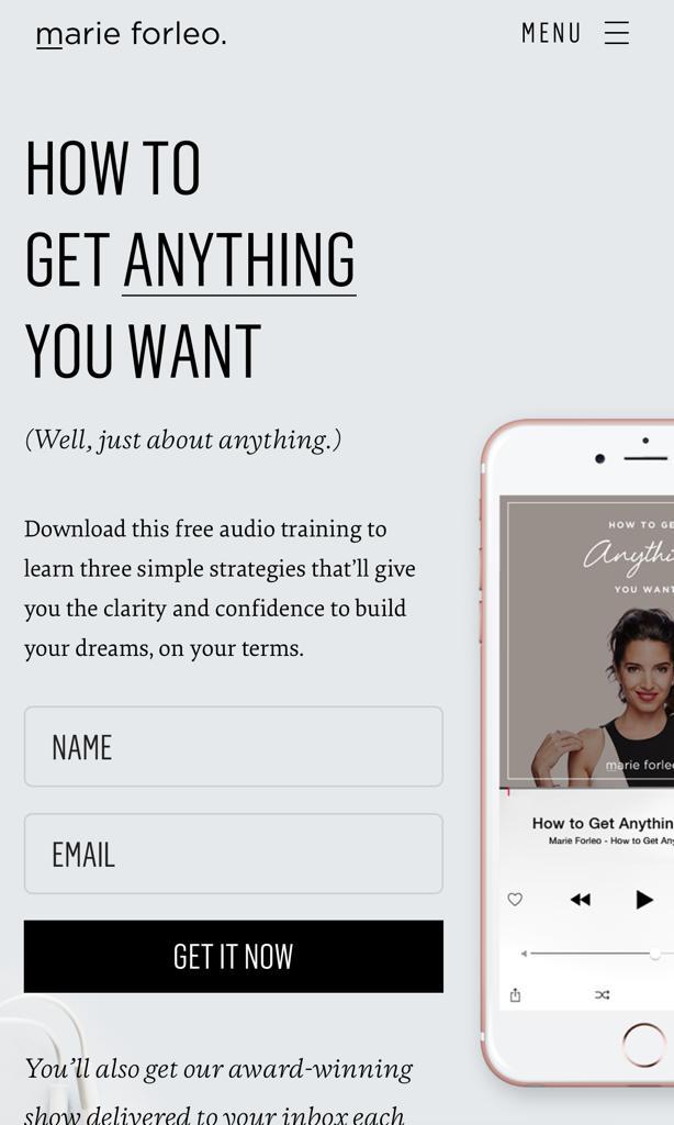mobile landing page minimal design