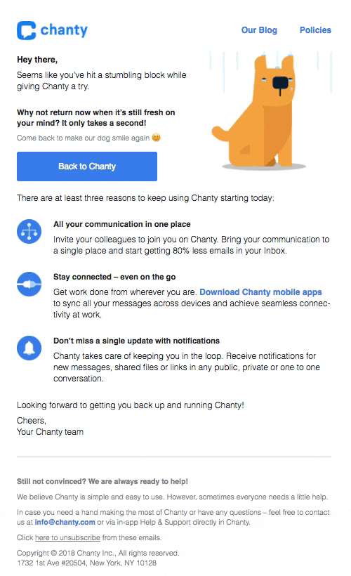 Chanty activate inactive users email