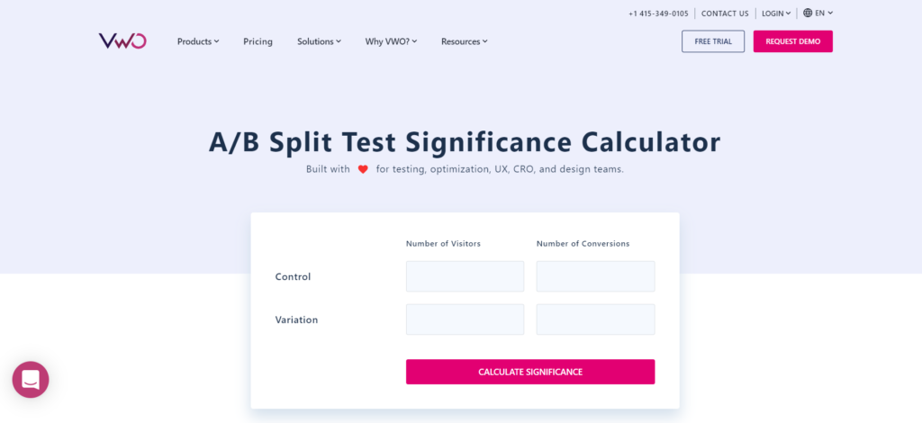 A/B test significance calculator