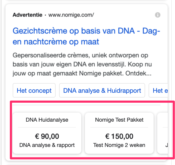 Price extension google ads