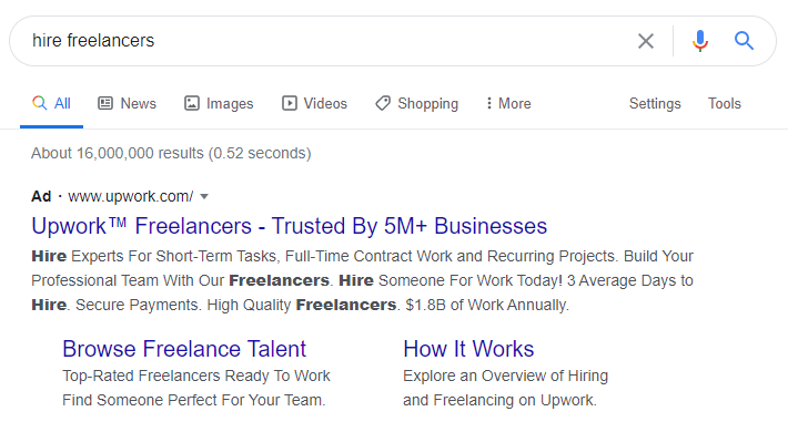 Google ad examples SaaS upwork
