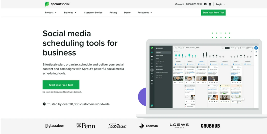 SaaS landing page example sproutsocial