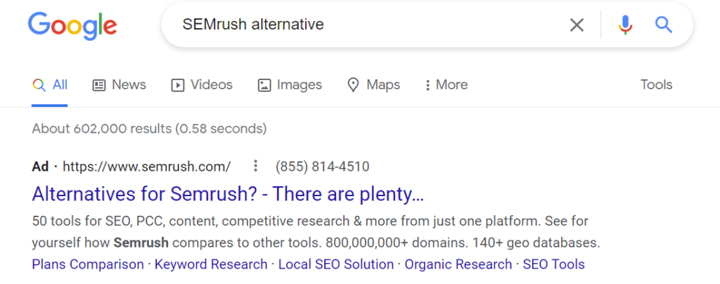 Google ad Semrush