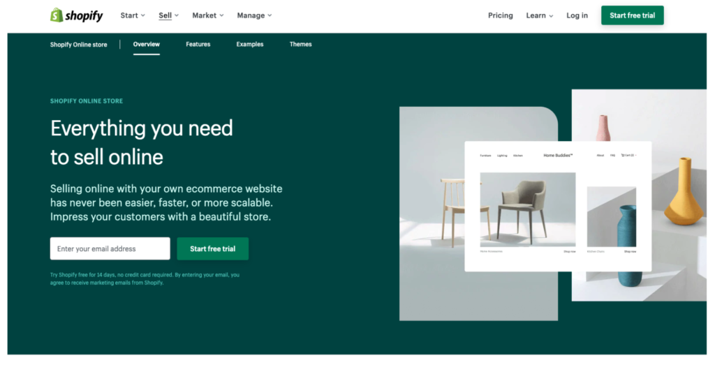 SaaS landing page example shopify